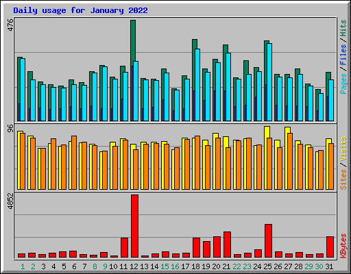 Daily usage for January 2022