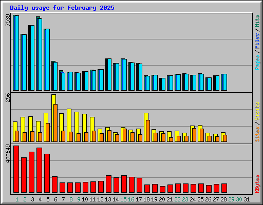 Daily usage for February 2025