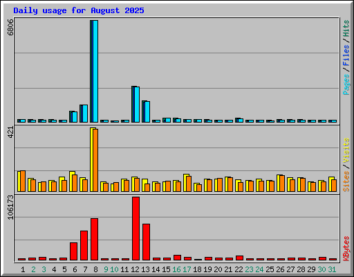 Daily usage for August 2025